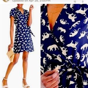 J crew wild jungle cat cheetah leopard print wrap dress womens size 4